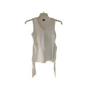 Ann Taylor Women's Petite White Stripes Tank Top  Front Tie sz XXSP